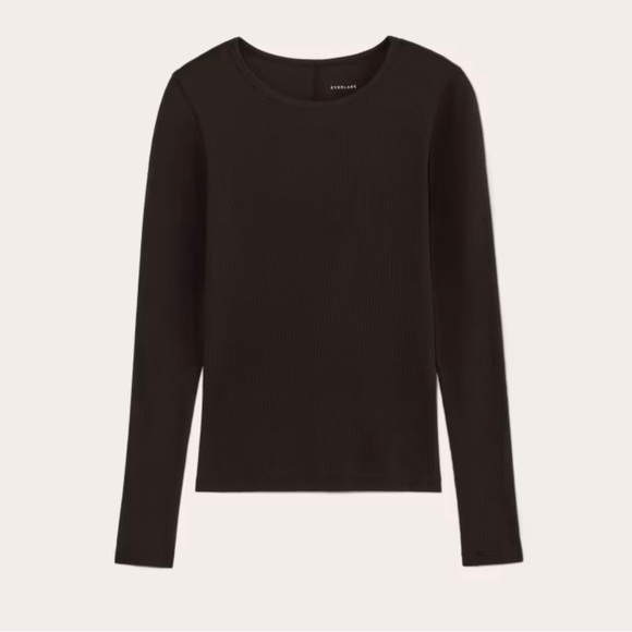 Everlane Women’s Pima Micro-Rib Long Sleeve Crew Black Size Small - Picture 5 of 7